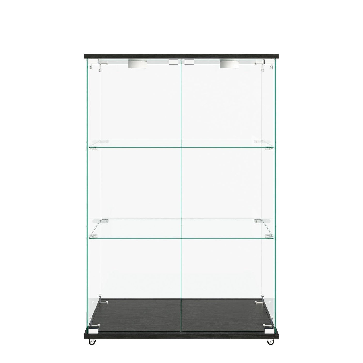 YECHEN Glass Display Cabinet with LED Lights | Tempered Glass Curio Cabinet