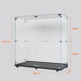 2-Tier Tempered Glass Display Cabinet with Bluetooth LED Light | Music Sync, Motion Sensor & Lockable Casters