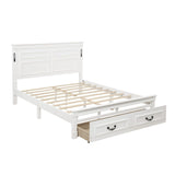 Farmhouse Bed Frame with Storage Drawers & LED Lights | Solid Pine Wood