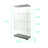 YECHEN 65" Smart Glass Display Cabinet | Bluetooth LED Lights, Music Sync & Swivel Casters – 4-Tier Curio Cabinet