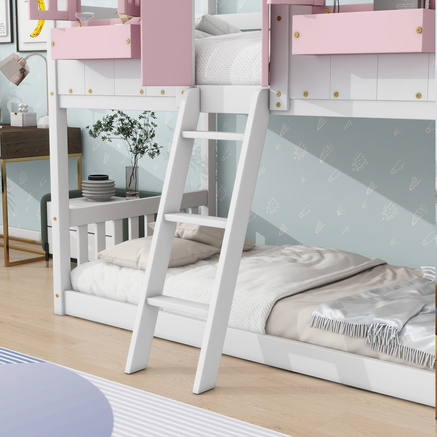 Twin over Twin House Bunk Bed with Roof