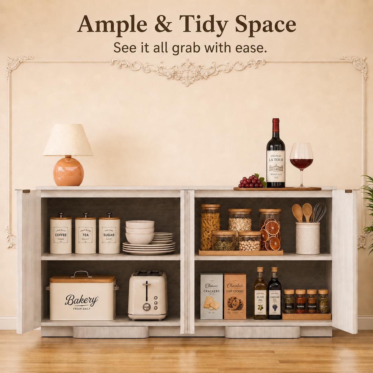 31.5" Modern Buffet Cabinet  With Storage