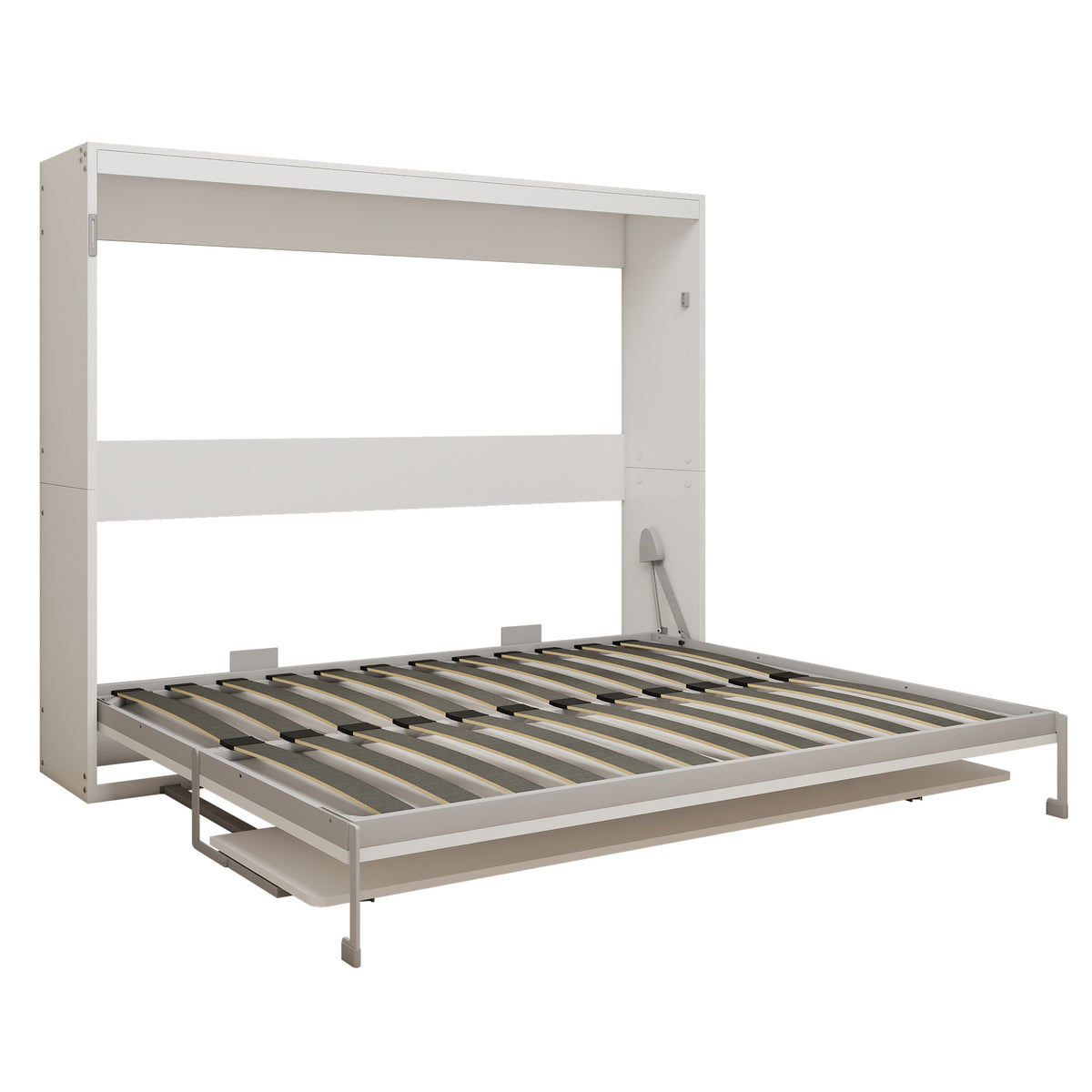 Queen Horizontal Murphy Bed with Desk – White