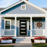 YECHEN 36" x 80" Fiberglass Pre-Hung Front Door, Contemporary Black Entry Door with Frosted Privacy Glass (Left/Right Hand Inswing)