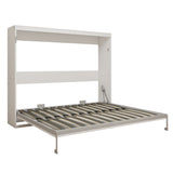 Queen Horizontal Murphy Bed with Folding Cabinet – White