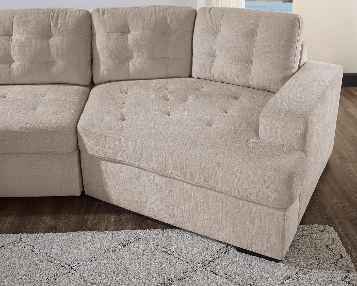 149'' Oversized Large Sectional Sleeper Sofa with Pull Out Bed & Cuddler | 7-Seater L-Shaped Sectional Couch with Chaise Lounge