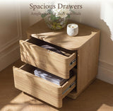 Nightstand with 2 Push to Open Drawers & Hidden Compartment | 22'' Curved Bedside Table | Mid-Century Modern