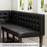 72" Corner Breakfast Nook Set | 5-Piece Dining Set with Storage Bench | Modern Black
