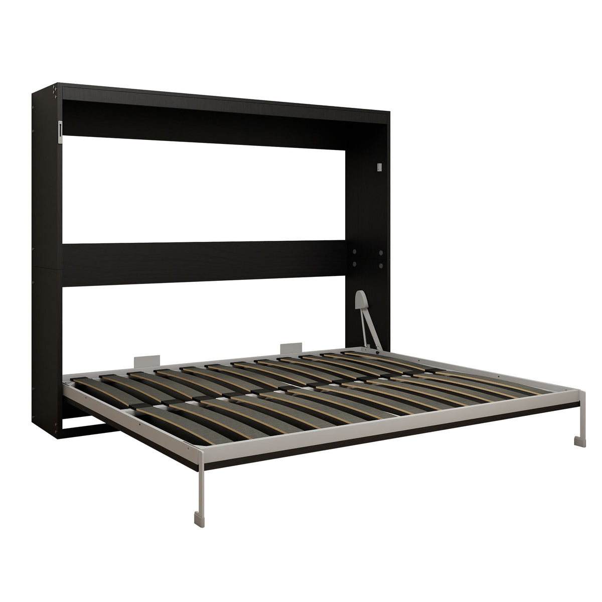 Queen Horizontal Murphy Bed with Folding Cabinet – Black