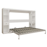 Queen Horizontal Murphy Bed with Storage Cabinets – White