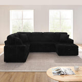 114" U-Shaped Sectional Sofa with Pull-Out Bed, Storage Chaise & USB Ports | Plush Corduroy, Seats 7