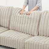 122'' U-Shaped Corduroy Sectional Sofa with Sleeper Bed & Storage Chaise