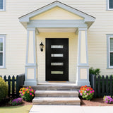 [Slab Only] 36" x 80" Fiberglass Front Door, Contemporary Modern Exterior Door, Frosted Glass Privacy Panel, Pre-Primed Black, Right Hand Inswing (Frame Not Included)