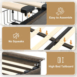 Farmhouse Queen Size Bed Frame with 4 Storage Drawers