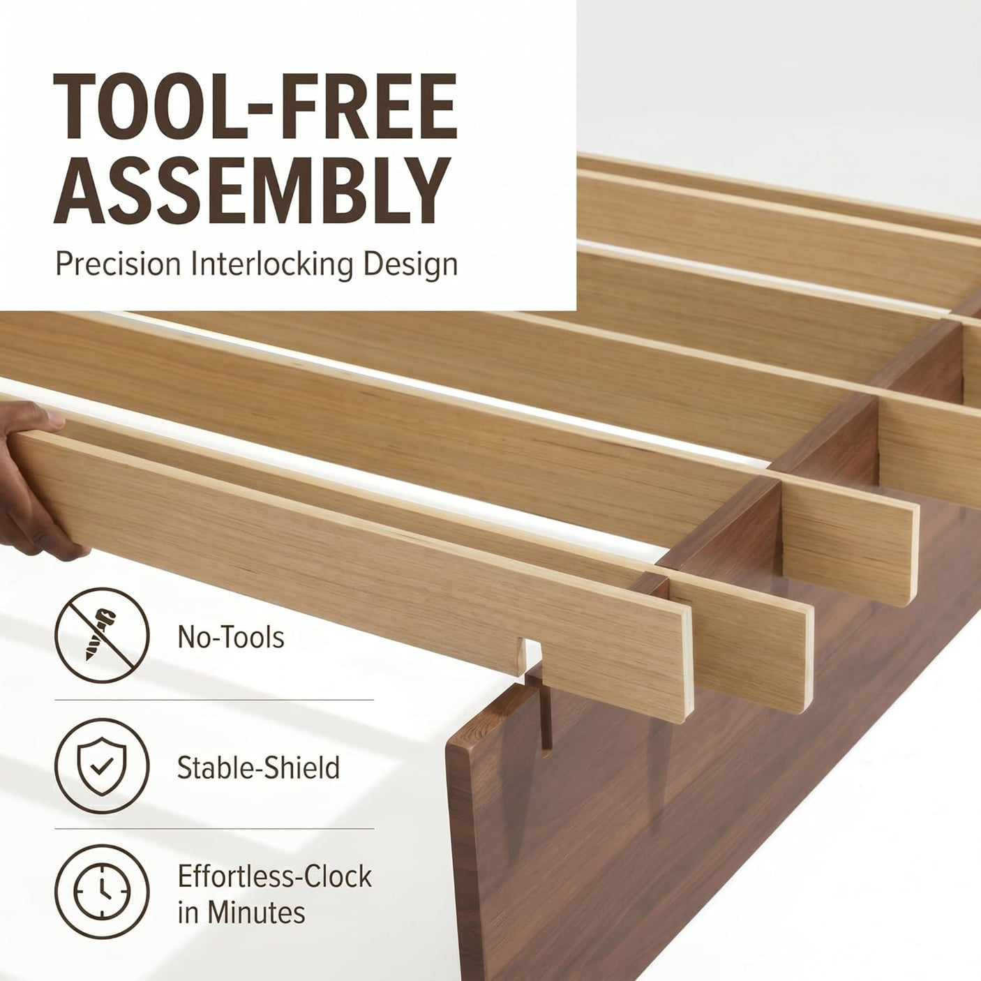 Yechen Solid Oak Platform Bed Frame | Dovetail Joinery, Wooden Slats, No Box Spring Needed