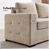 Yechen 123" U-Shaped Sectional Sleeper Sofa with Pull-Out Bed & Storage Chaise, 6-Seater