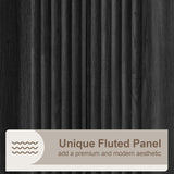 Fluted Buffet Cabinet | 2-Door Sideboard with Adjustable Shelf, Soft Close Hinges & Metal Handle, Black