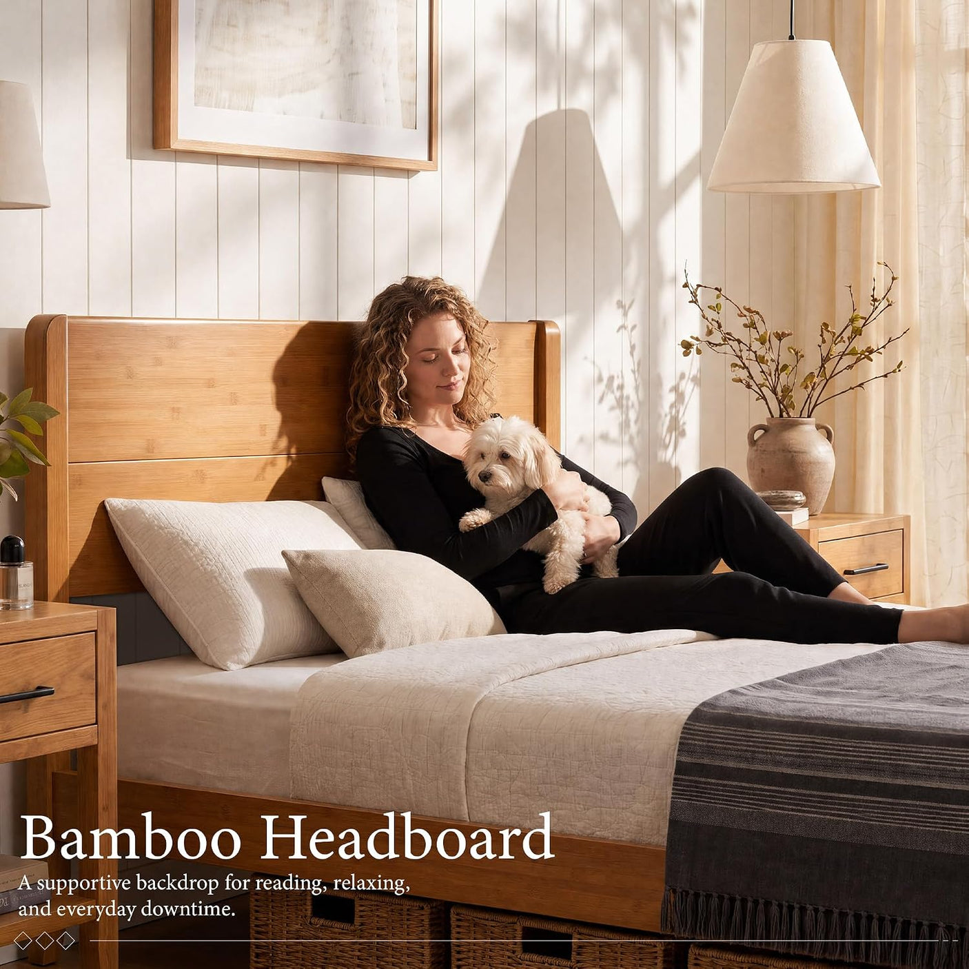 (Pre-Order) Yechen Bamboo Bed Frame | Japandi Platform Bed, 1000lbs, No Box Spring