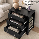 Yechen 3-Drawer Nightstand with USB-C & AC Outlets | Crystal Handles | White & Black