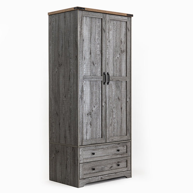 71" Modern Wooden Armoire Wardrobe Closet with Drawers & Shelves