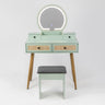 30" Vintage Makeup Vanity Table Set with Flip-Top Mirror & Rattan Drawers, Compact Dressing Table with Padded Stool