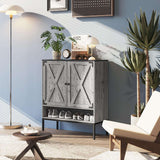 5-Tier Natural Rattan Entryway Shoe Storage Cabinet with Doors