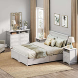 Farmhouse Queen Size Bed Frame with 4 Storage Drawers