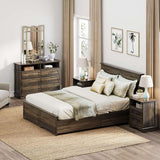 Farmhouse Queen Size Bed Frame with 4 Storage Drawers