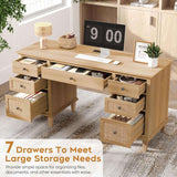 58'' Wood Executive Desk with 3 Drawers & 2 Cabinet