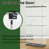 YECHEN Glass Display Cabinet with 5-Shelf | Tempered Glass Curio Cabinet with Lock, Double Doors & Anti-Topple Device
