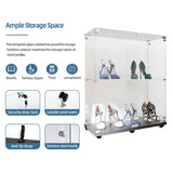 2-Tier Tempered Glass Display Cabinet with Bluetooth LED Light | Music Sync, Motion Sensor & Lockable Casters
