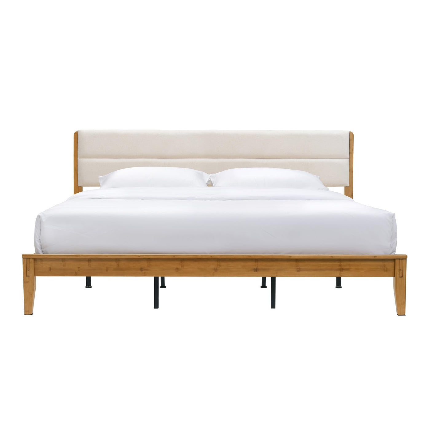 Yechen King Bed Frame – FSC Bamboo, Japanese Joinery & Upholstered Headboard