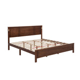 Farmhouse Bed Frame with LED Lights & Charging Station | Solid Pine Wood | Queen & King