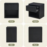 Yechen Fluted Nightstand | 22.8" Wide Mid-Century Bedside Table with Hidden Drawer & Open Shelf