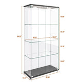 YECHEN Glass Display Cabinet with LED Lights | Tempered Glass Curio Cabinet