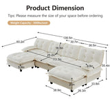 Modular Sectional Sofa with Cloud Cushions | Chenille Fabric | 2/3/4 Seater with Ottoman Options