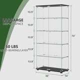 YECHEN Glass Display Cabinet with 5-Shelf | Tempered Glass Curio Cabinet with Lock, Double Doors & Anti-Topple Device