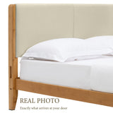 Yechen Bamboo Bed Frame – Japanese Joinery, Linen Headboard, Queen & King