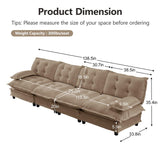 Modular Sectional Sofa with Cloud Cushions | Chenille Fabric | 2/3/4 Seater with Ottoman Options