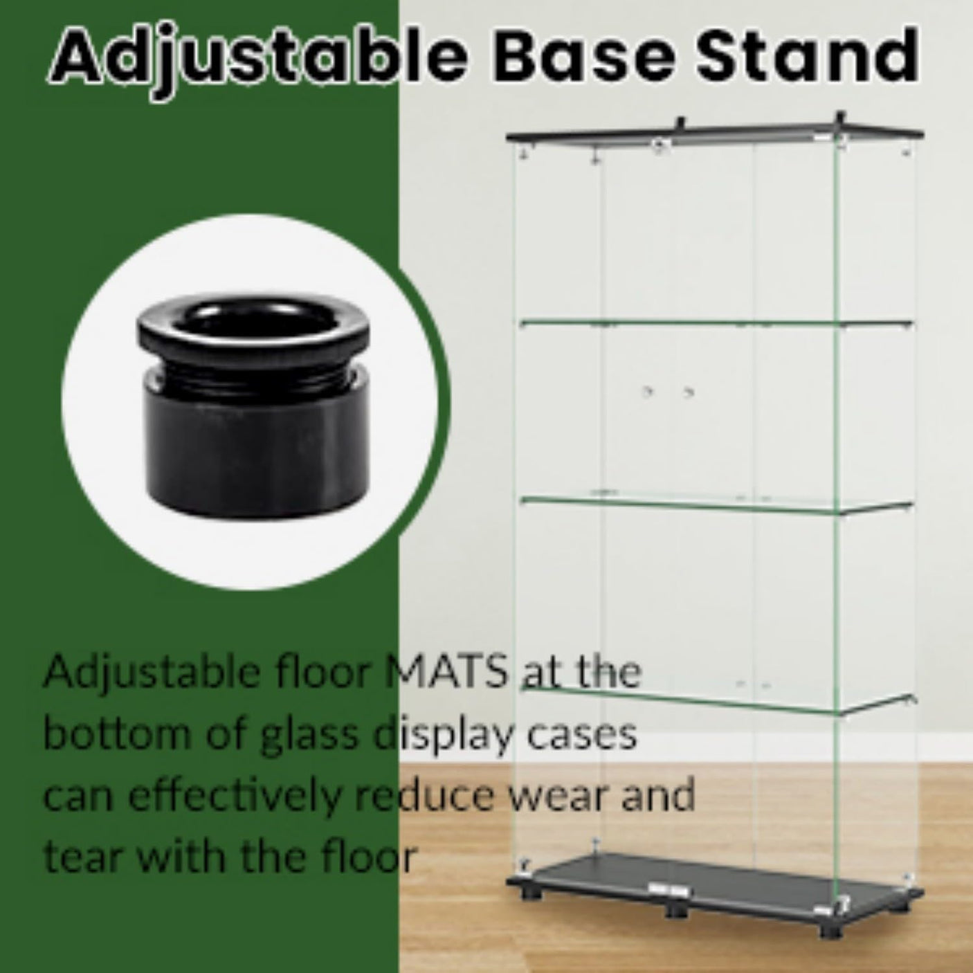 YECHEN Glass Display Cabinet with 5-Shelf | Tempered Glass Curio Cabinet with Lock, Double Doors & Anti-Topple Device