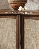 63" Rattan Buffet Cabinet - Natural Walnut Sideboard with Adjustable Shelves