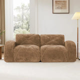 Oversized Modular Tufted Velvet Deep Seat Sofa with Ottomans - 32D Foam, No Assembly Required