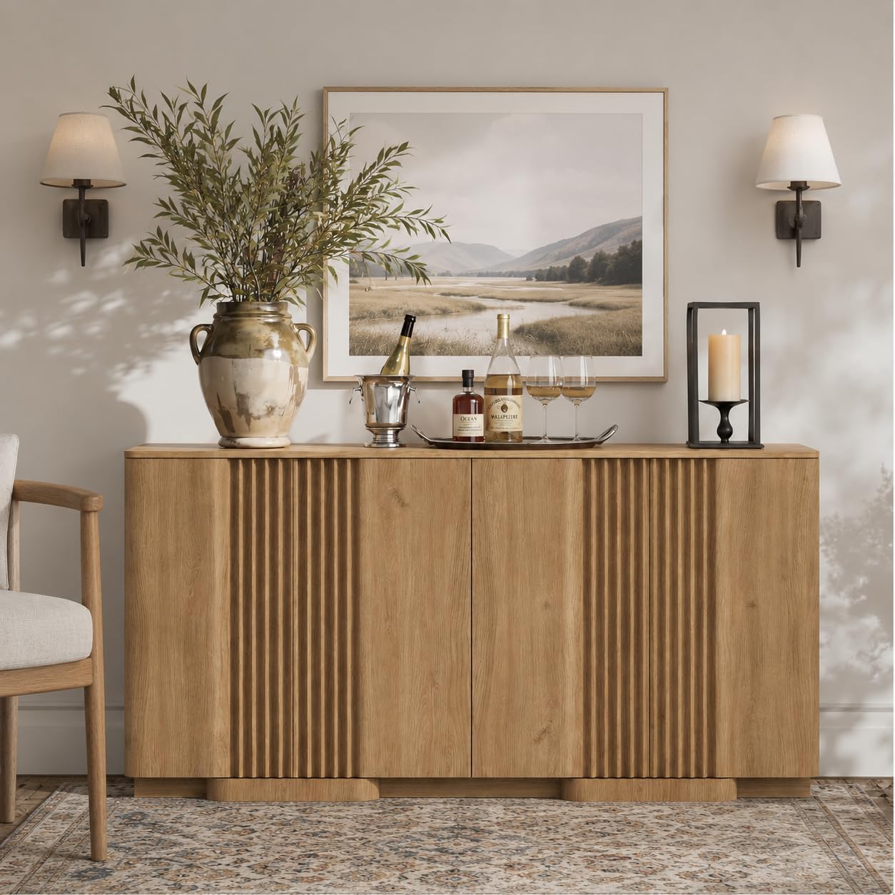 31.5" Modern Buffet Cabinet  With Storage