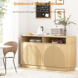Fluted Sideboard Buffet Cabinet with Arched Reeded Doors - Mid Century Modern Storage