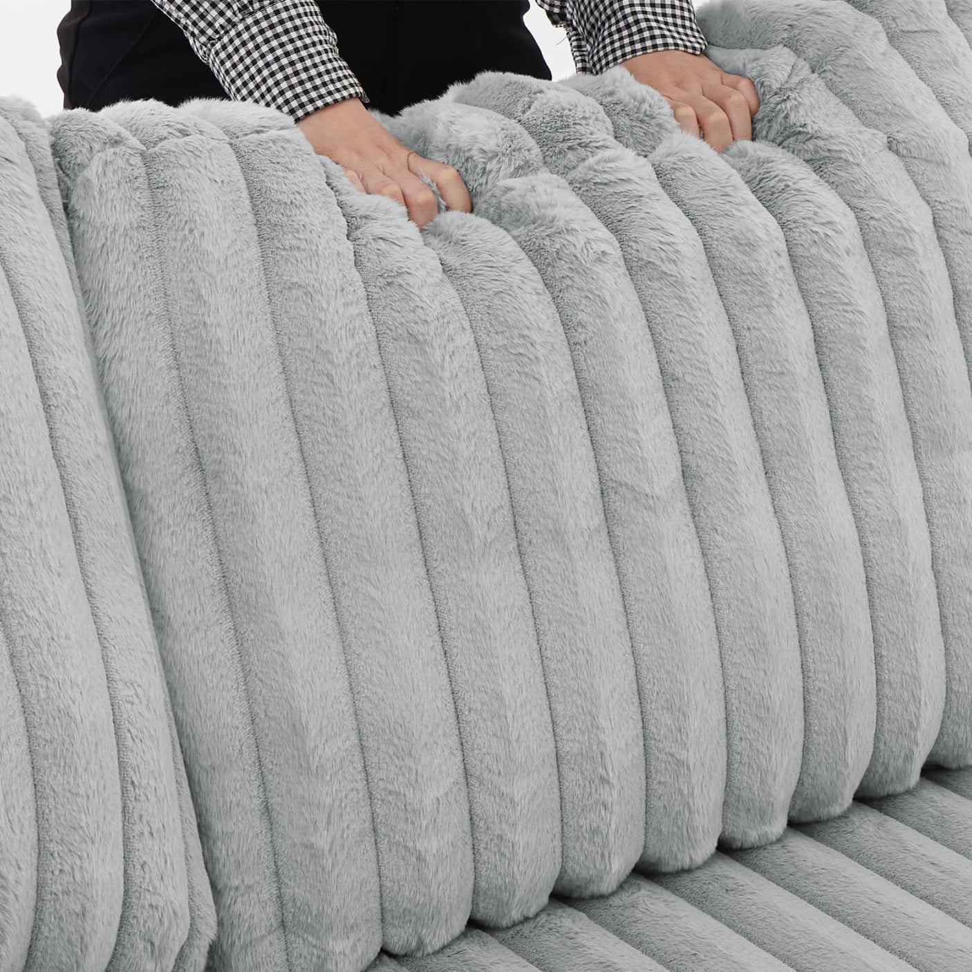 122'' U-Shaped Corduroy Sectional Sofa with Sleeper Bed & Storage Chaise