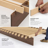 Yechen Solid Oak Platform Bed Frame | Dovetail Joinery, Wooden Slats, No Box Spring Needed