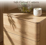 Nightstand with 2 Push to Open Drawers & Hidden Compartment | 22'' Curved Bedside Table | Mid-Century Modern