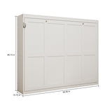 Queen Horizontal Murphy Bed with Folding Cabinet – White