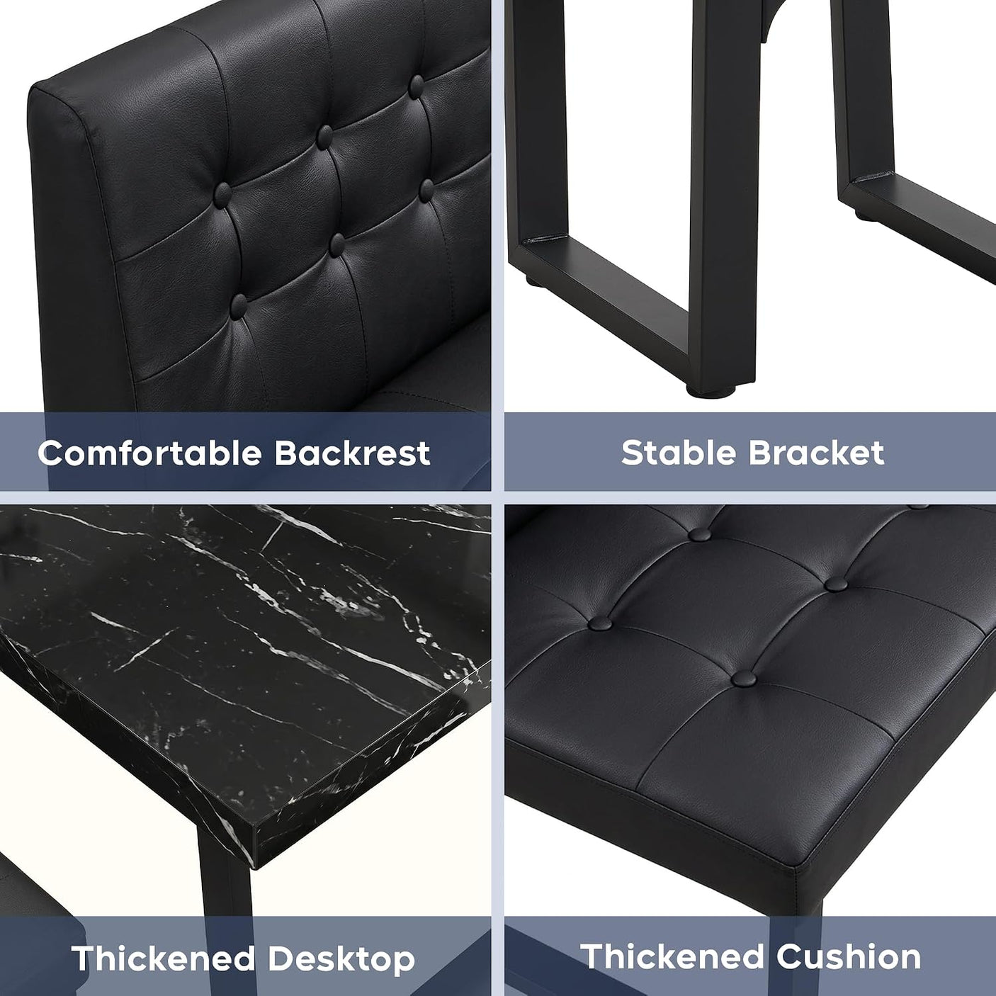 72" Corner Breakfast Nook Set | 5-Piece Dining Set with Storage Bench | Modern Black