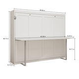 Queen Horizontal Murphy Bed with Desk – White